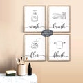 GREY Printable Bathroom Wall Decor, Wash Brush Floss Flush Printable Wall Art, Kids Bathroom Sign, Gallery Wall Set of 4 Line Art Prints