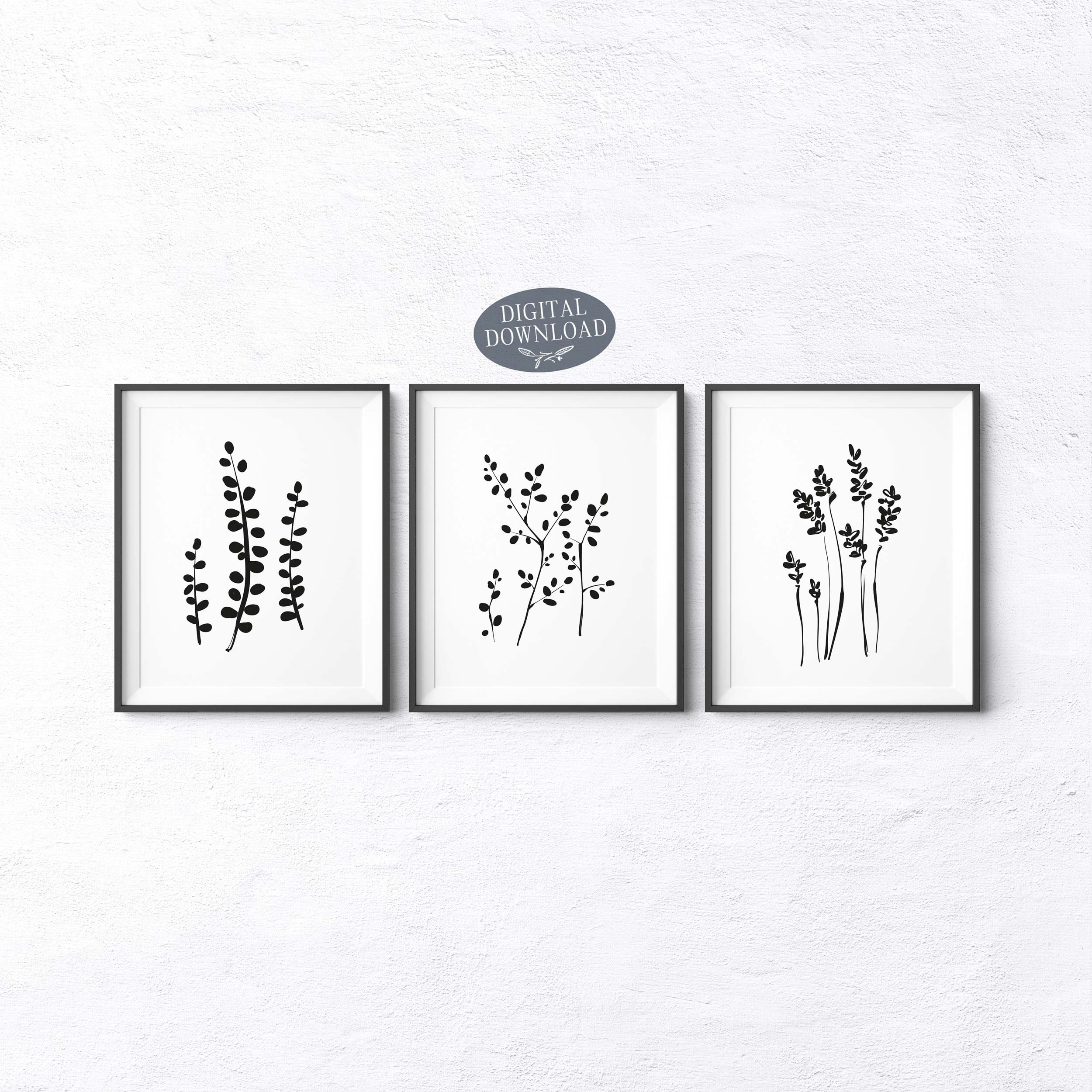 Botanical Gallery Wall Decor Set of 3 Prints Printable Wall Etsy