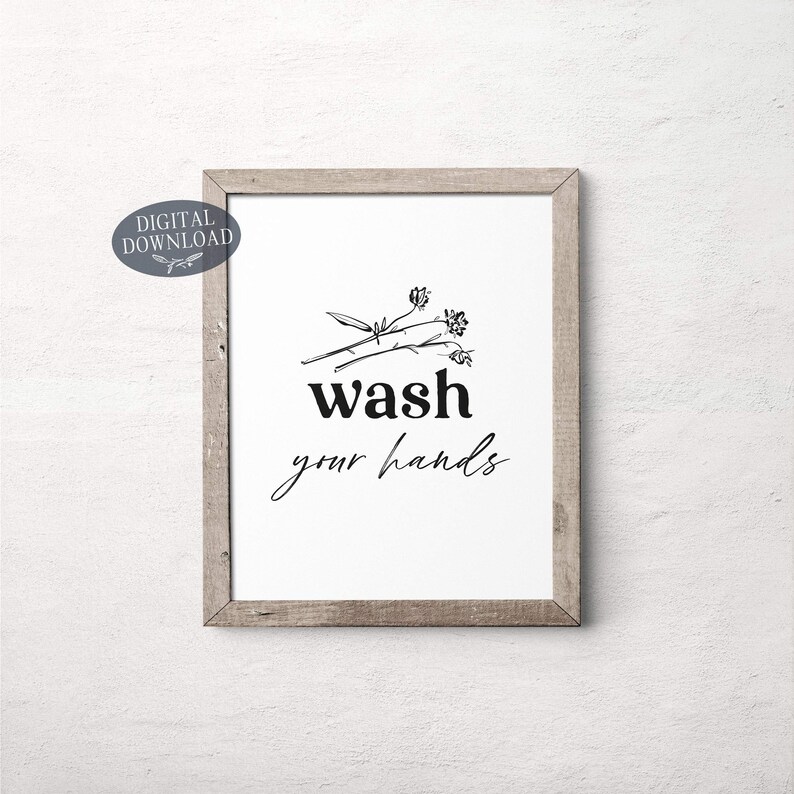 Bathroom Wall Decor Black and White Printable Wall Art Wash - Etsy
