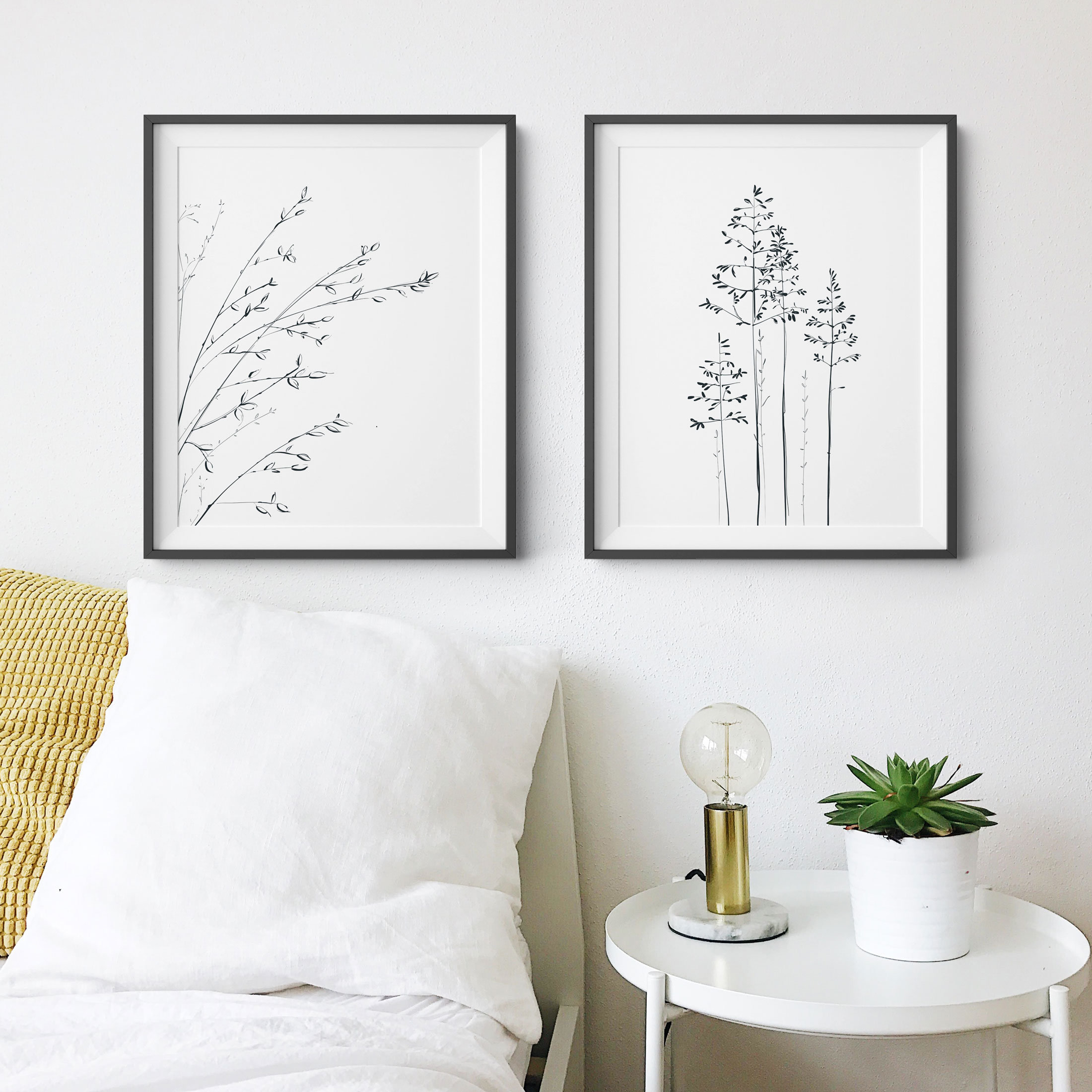 Botanical Print Set, Printable Wall Art, Set of 2 Prints, Wildflower ...