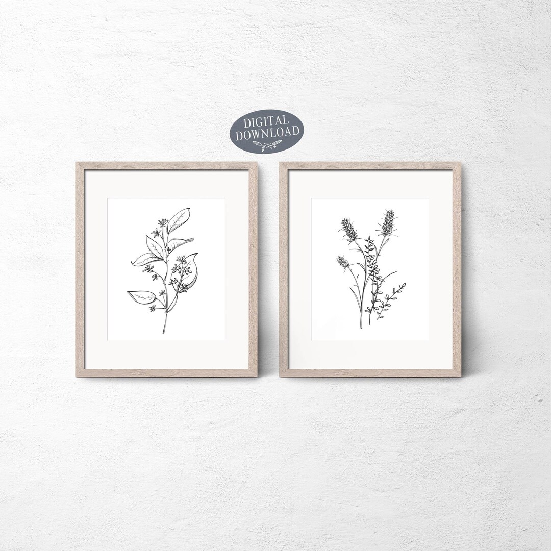 Botanical Print Set, Printable Wall Art, Gallery Wall Set of 2 Prints ...