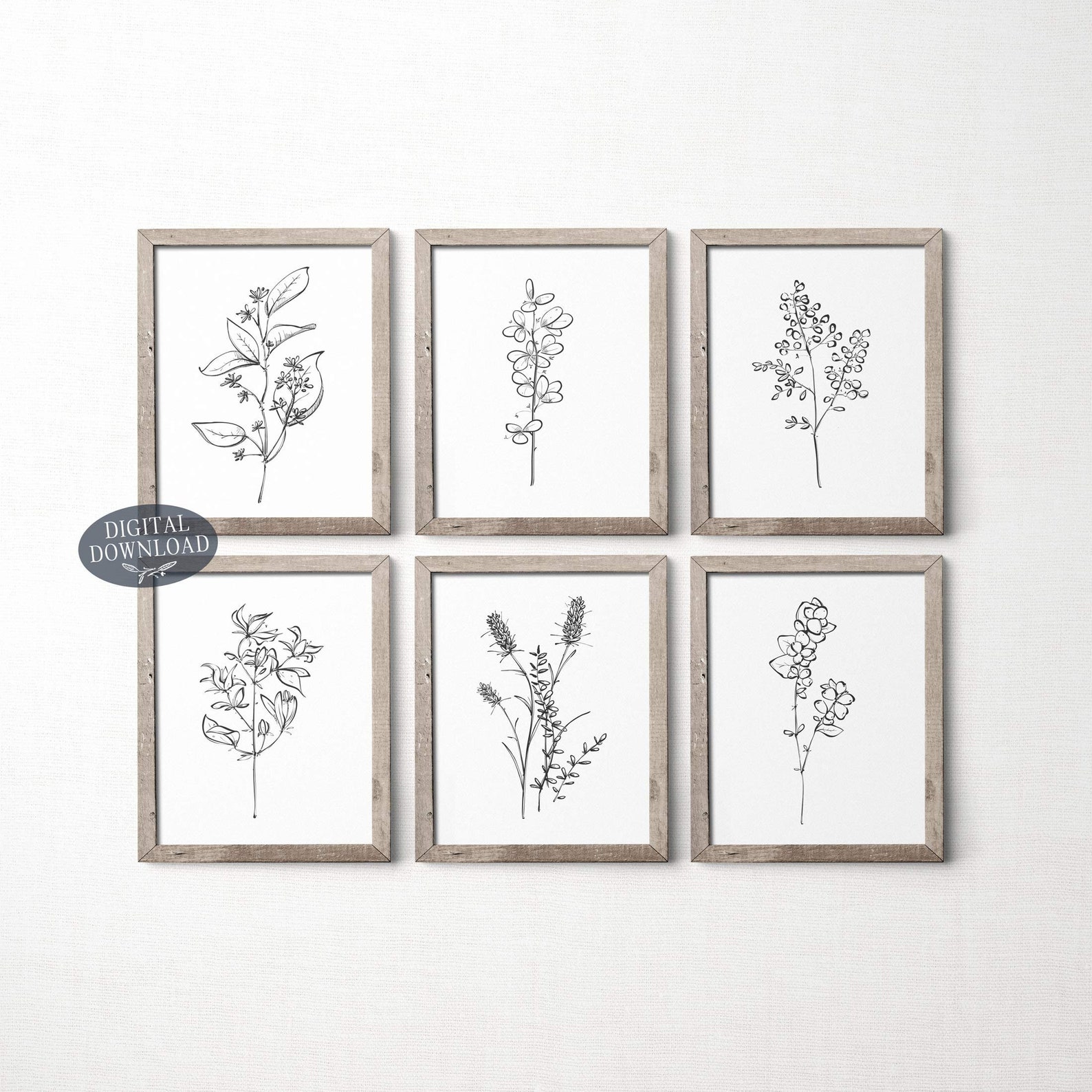 Gallery Wall Set of 6 Prints Botanical Printable Wall Art Etsy
