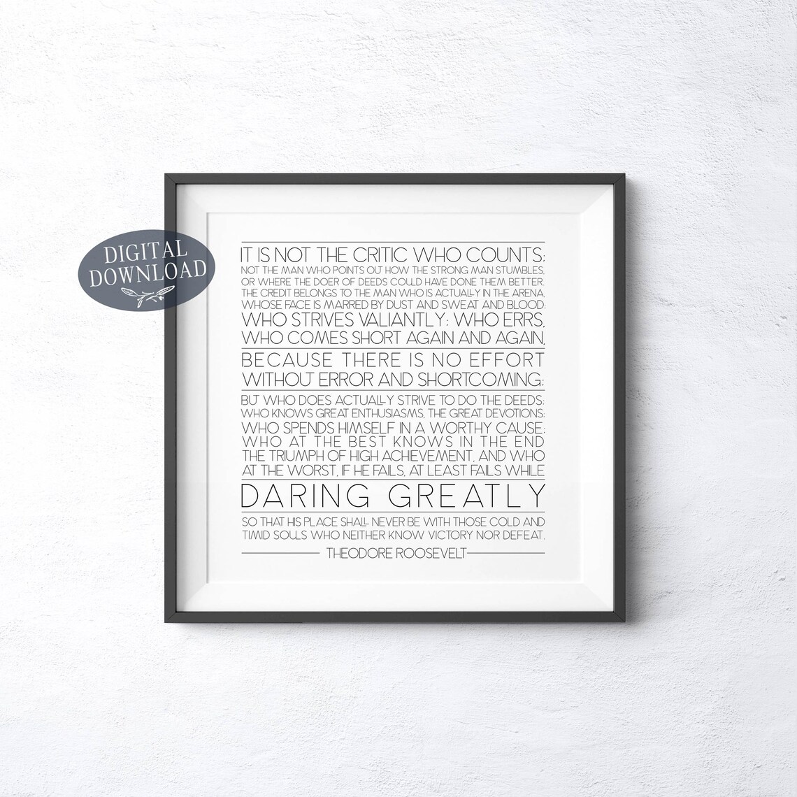 The Man in the Arena Printable Wall Art Square Size Print - Etsy