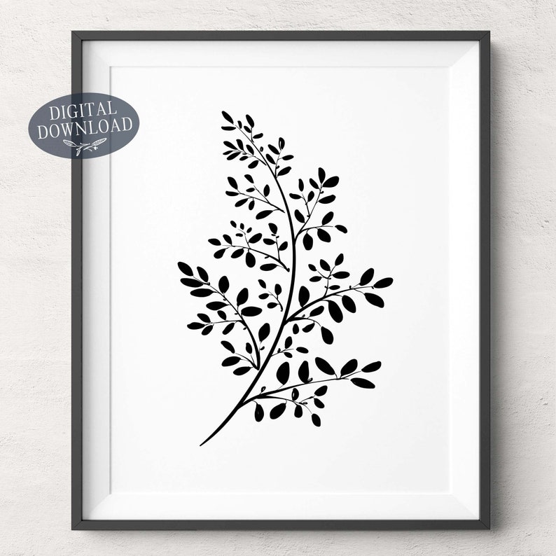 Botanical Set of 3 Prints Printable Wall Art Black and White - Etsy