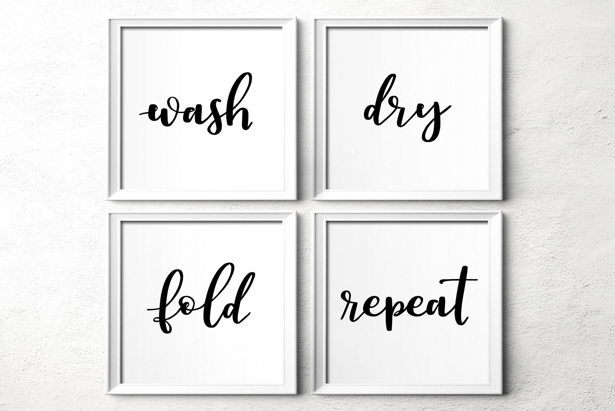 Wash Dry Fold Repeat Rustic Laundry Room Decor Set of 4 | Etsy