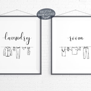 Laundry Room Decor, Printable Artwork, Set of 2 Prints, Laundry Room ...