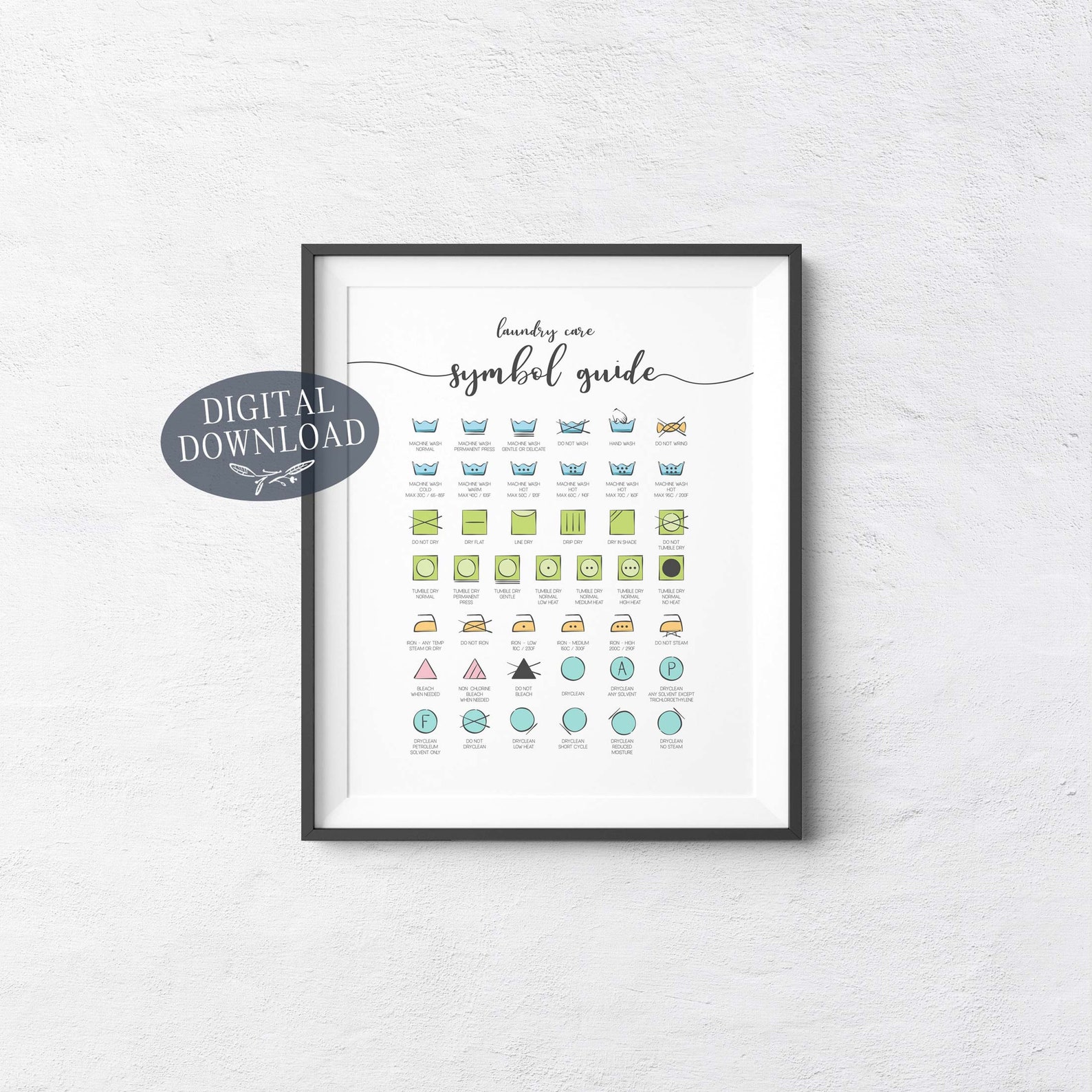 Colorful Laundry Room Decor Printable Wall Art Wash Dry Fold - Etsy