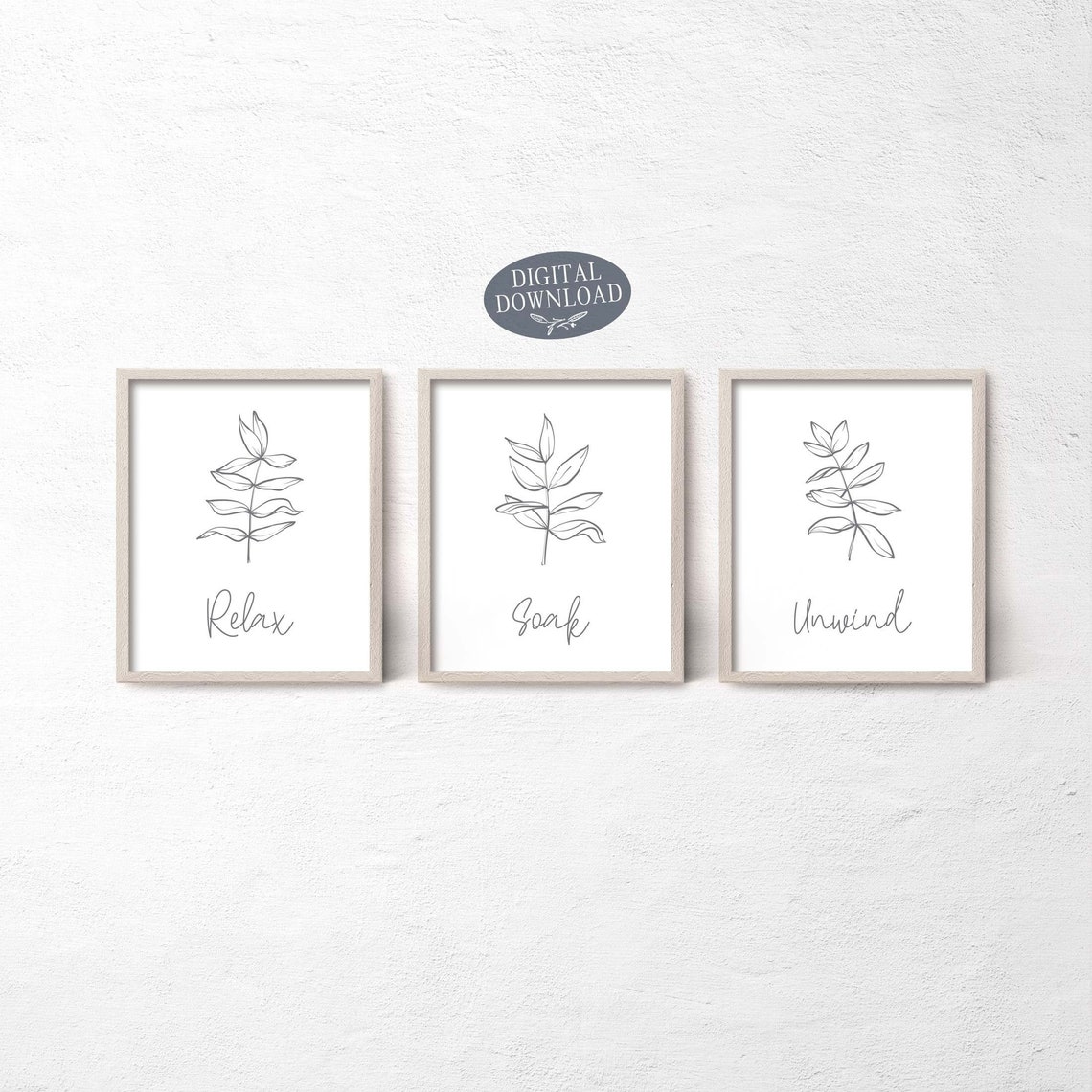 Grey Bathroom Wall Decor Relax Soak Unwind Grey Printable Etsy