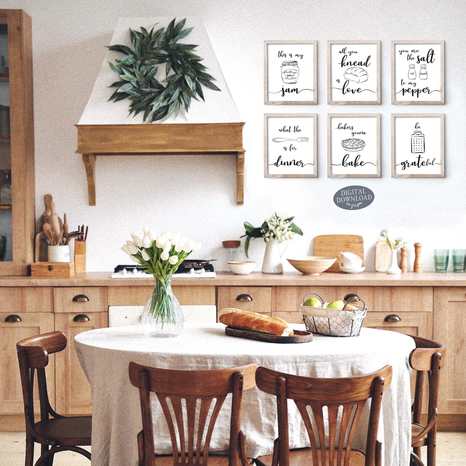 Funny Kitchen Wall Decor Printable Wall Art Gallery Wall Set | Etsy