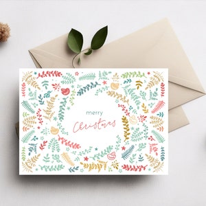Druckbare Weihnachtskarte, süße frohe Weihnachtskarte, 5 x 7 Querformat Weihnachtsgrußkarte, digitaler Download Weihnachtsausdrucke