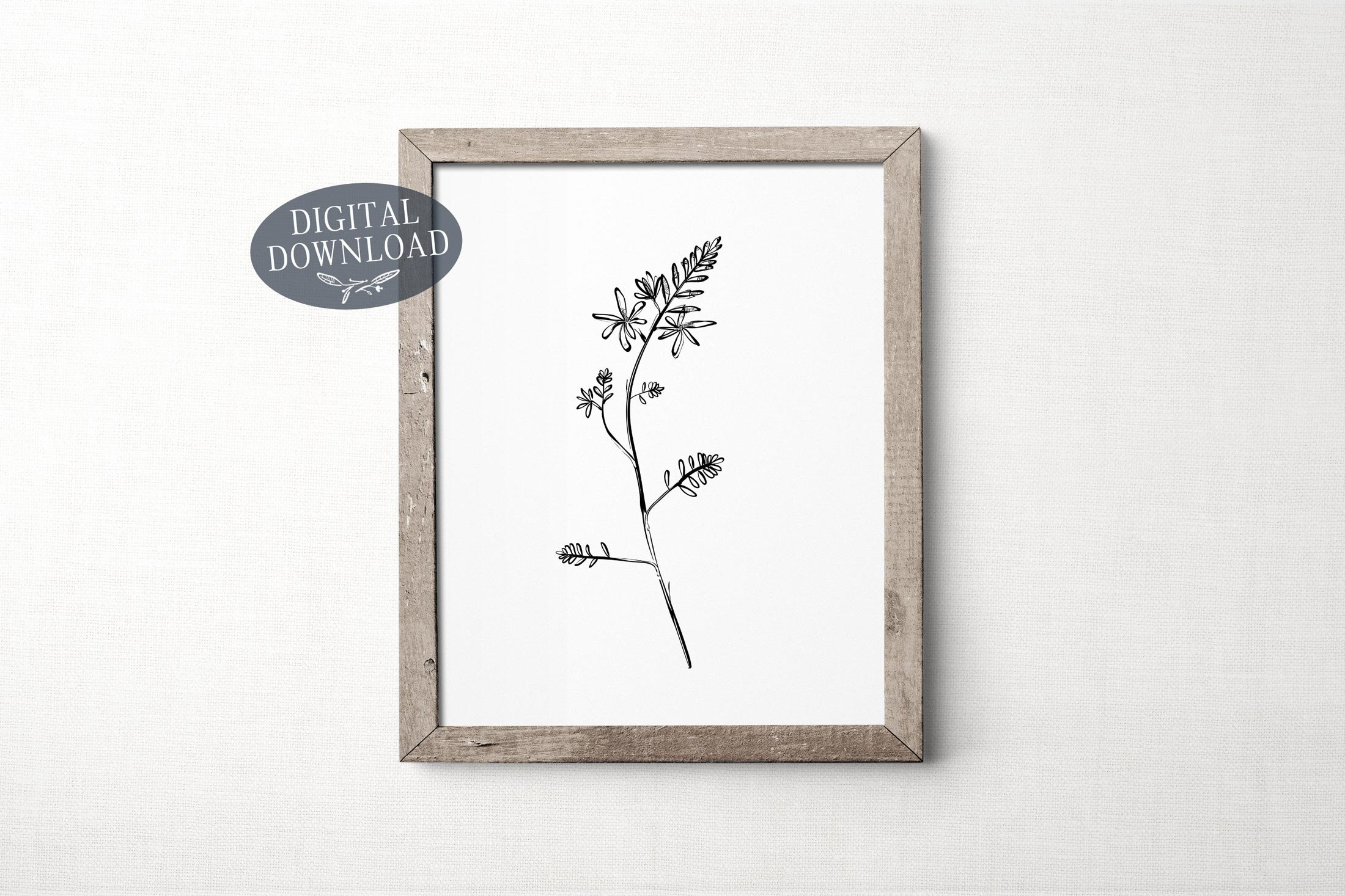 Black and White Botanical Print Set, Printable Wall Art, Set of 3 ...