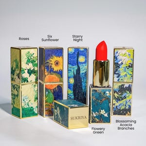 Personalized Lipstick with Name Engraving [Van Gogh Series] Natural, Organic, Customize Christmas gift, Bridesmaid gift, Gift for her