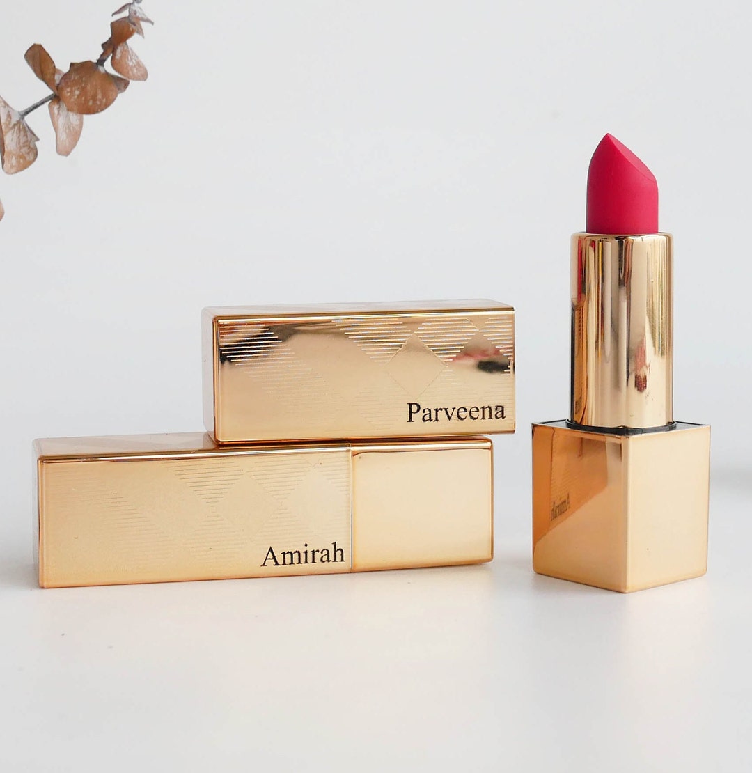 Customized Lipstick With Name Engraving gold Grid Natural Organic