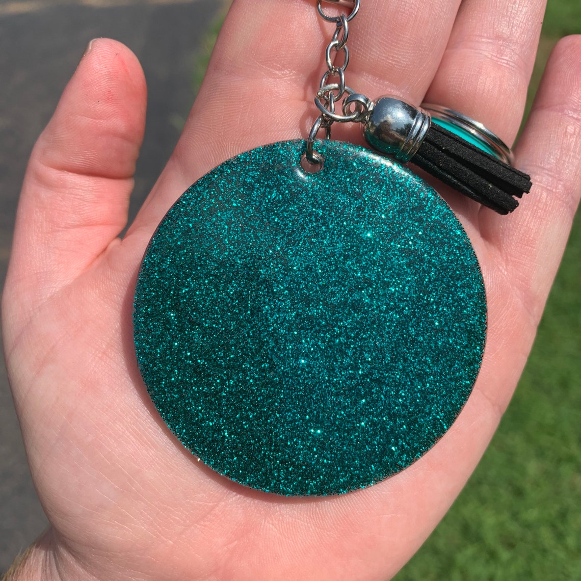 Epoxy Name Monogram Glitter Keychain Etsy