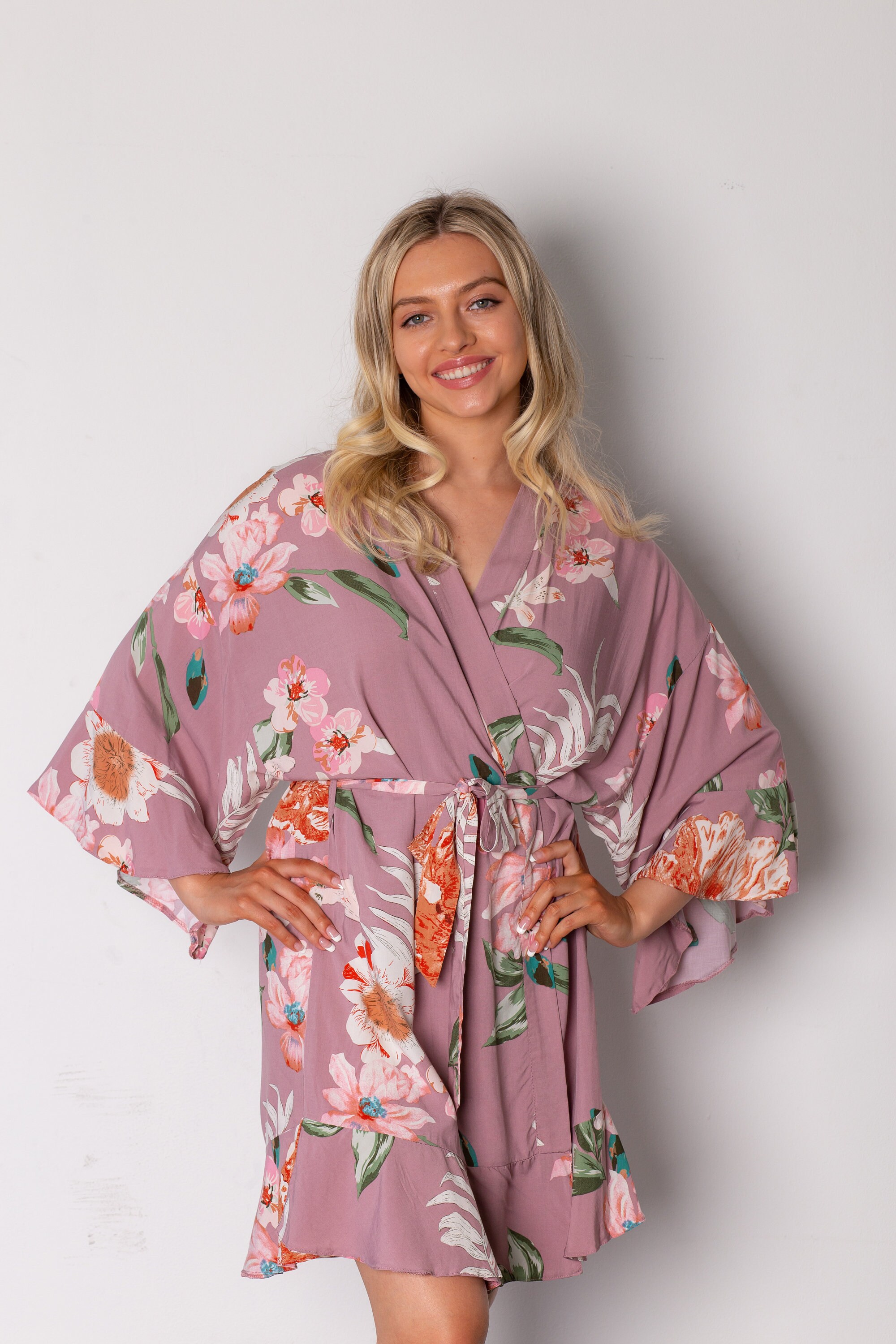 Floral Ruffle Robe Bridesmaid Robe Bachelorette Robe Pool Etsy