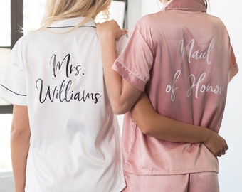 Pajama Set, Silky Pajamas, Bridal Pajamas, Personalized Pajamas, Monogrammed Pajama, Bridesmaid Proposal, Bridesmaid Gift, Bridesmaid Pajama