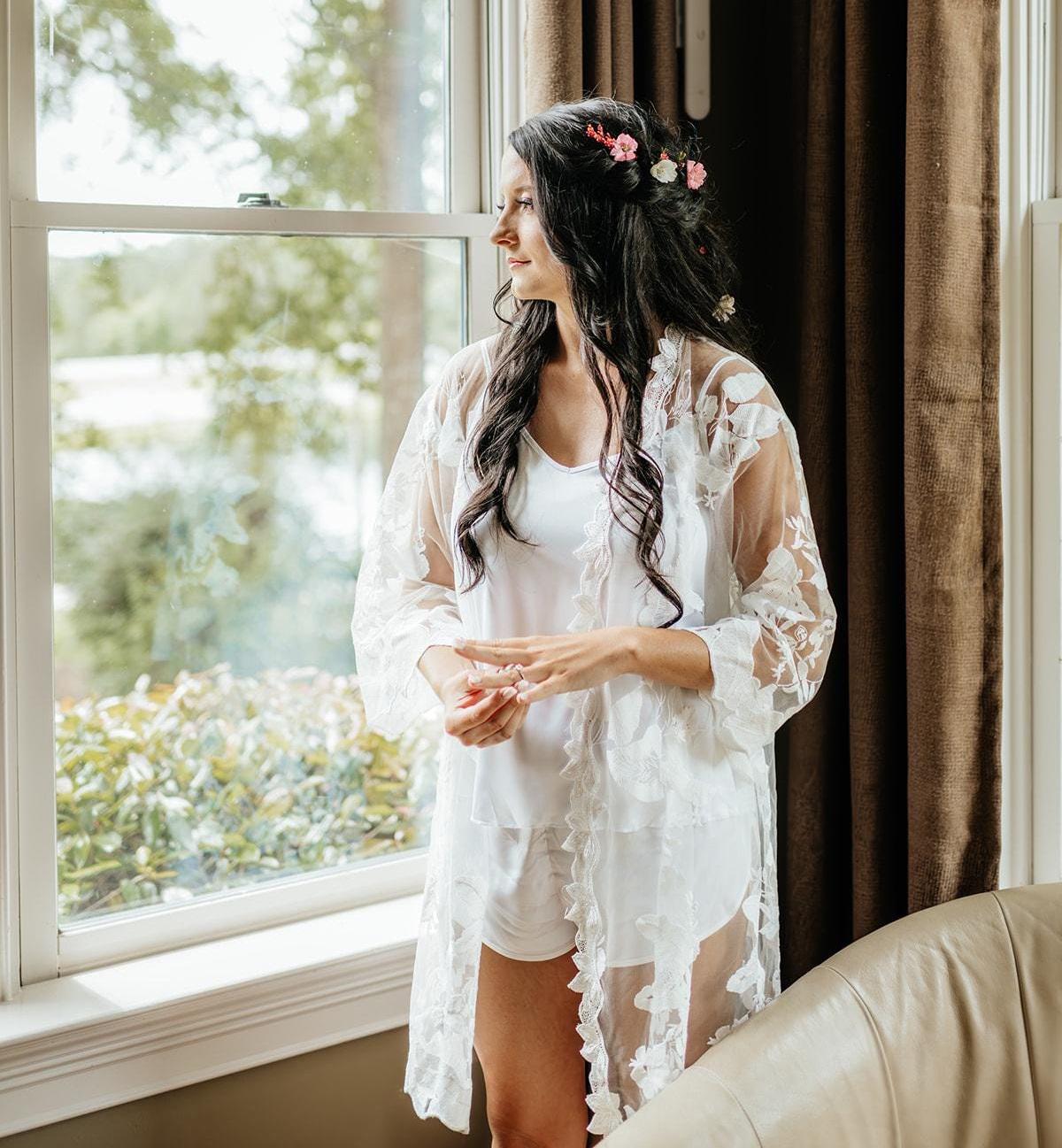 White Lace Robe With Pearls - Etsy White Lace Robe With Pearls - Etsy