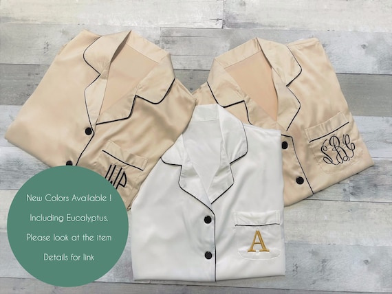 Monogrammed Satin Short Pajamas Bridesmaid Pajamas Embroidered Pajamas Bridal Gift Box Idea Bridesmaid Proposal Bridesmaid PJ Etsy Canada