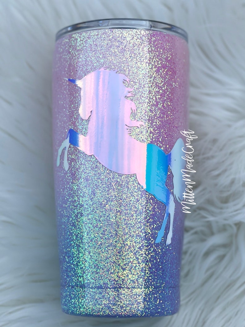 Unicorn Glitter Tumbler Glitter Tumbler Childrens Glitter Tumbler Personalized Tumbler image 1