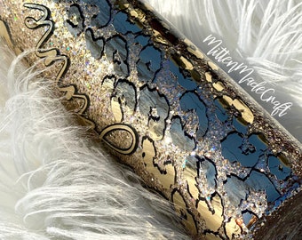 Gold Leopard Tumbler | Glitter Tumbler | Personalized Glitter Tumbler | Leopard Glitter Tumbler