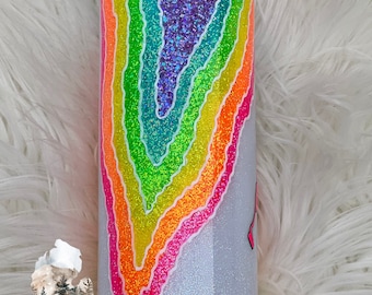 Geode Glitter Tumbler | neon glitter tumbler | fluorescent glitter tumbler | neon geode glitter tumbler | glitter tumbler