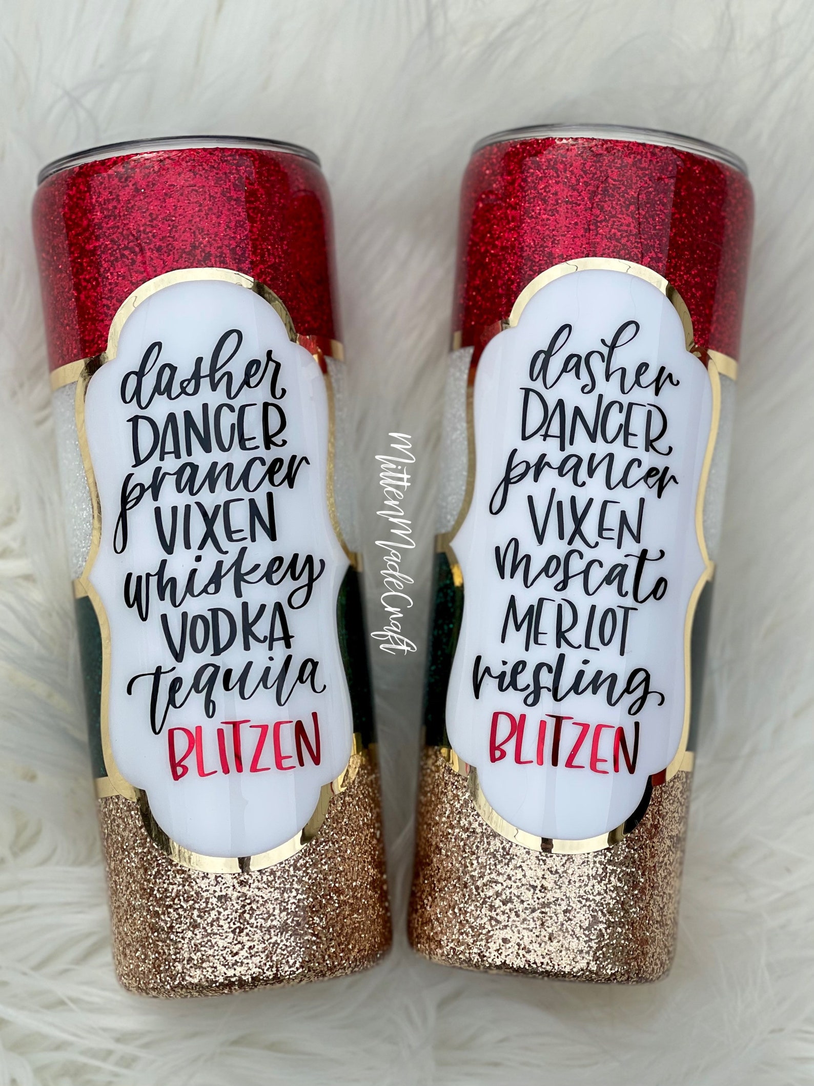 Split Glitter Tumbler Christmas Glitter Tumbler Reindeer Etsy