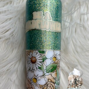Floral Glitter Tumbler | Boho Theme | Glitter Tumbler | Houseplant Tumbler | Epoxy Tumbler