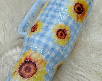 Sunflower Glitter Tumbler | Sunflower Theme | Glitter Tumbler | Sunflower Tumbler | Plaid Tumbler | Gingham Tumbler