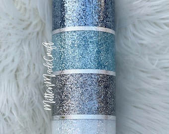 Split Glitter Tumbler | Blue Glitter Tumbler | Gunmetal Glitter Tumbler | Silver Glitter Tumbler | Personalized Glitter Tumbler
