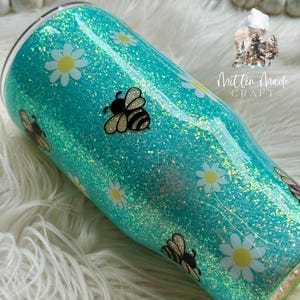 Bumblebee Glitter Tumbler | Bee Theme | Glitter Tumbler | Daisy Tumbler | Daisy | Floral Tumbler