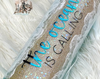 Beach Glitter Tumbler | Coffee Tumbler | Ocean Tumbler | Lake Tumbler | Glitter Tumbler | Vacation Tumbler | Vacation Glitter Tumbler