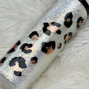 Opal Glitter Tumbler | Milky Way Glitter Tumbler | Swirl Glitter Tumbler | Personalized Glitter Tumbler | White Glitter Tumbler | Leopard