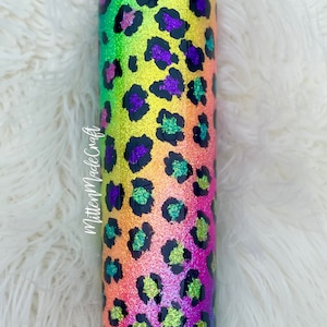 Neon Leopard Glitter Tumbler