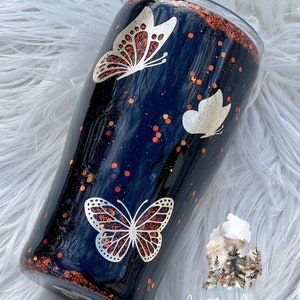 Butterfly Tumbler | Butterfly Glitter Tumbler | Glitter Tumbler | Spring Tumbler | Butterflies | Monarch Butterfly