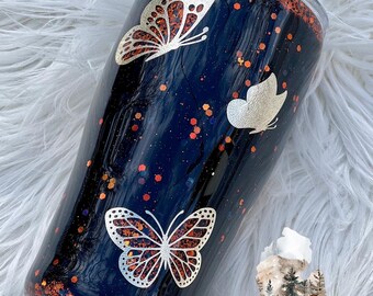 Butterfly Tumbler | Butterfly Glitter Tumbler | Glitter Tumbler | Spring Tumbler | Butterflies | Monarch Butterfly