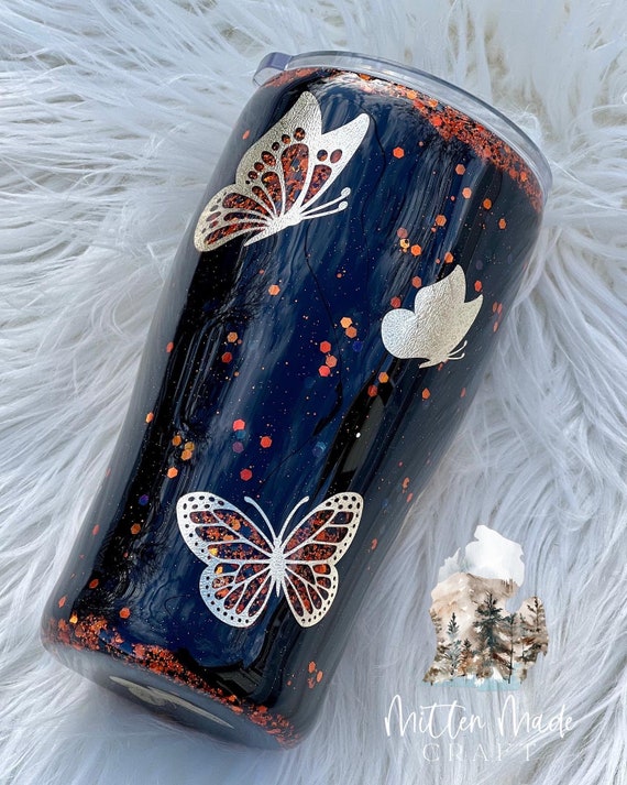 Butterflies Engraved Stanley 20 Oz Iceflow Flip Straw Tumbler 