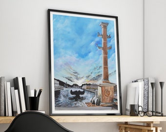 Ilustración CARTAGENA. Columna Fenicia. Print format A2, A3 y A4. Illustration. City.
