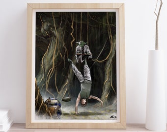 Ilustración STAR WARS. Empire Strikes Back. Dagobah. A3 Format. Printable Art, Digital Download, Digital file. Download pdf. Geek Popart