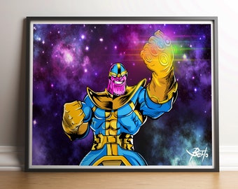Ilustración THANOS. Marvel Comics. Avengers Endgame Infinity Wars.A3 Format.Digital Download, Prints Art. Download PDF geek, giclee. Popart