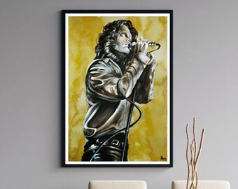 Pintura JIM MORRISON. The Doors. Acrílico sobre lámina 70x50 cm
