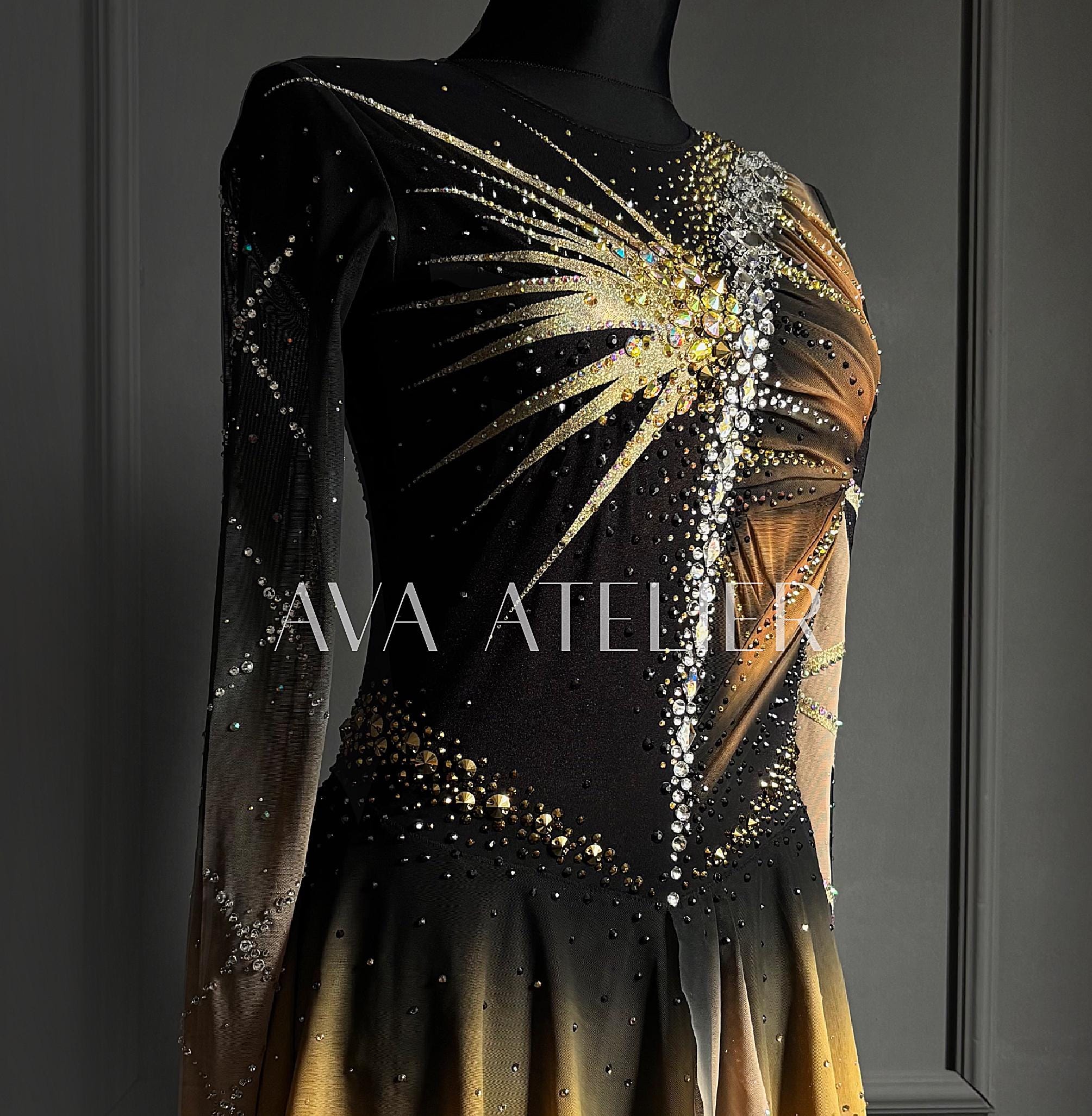 black and gold skater dress Figure Skating LowStock:43587154411571