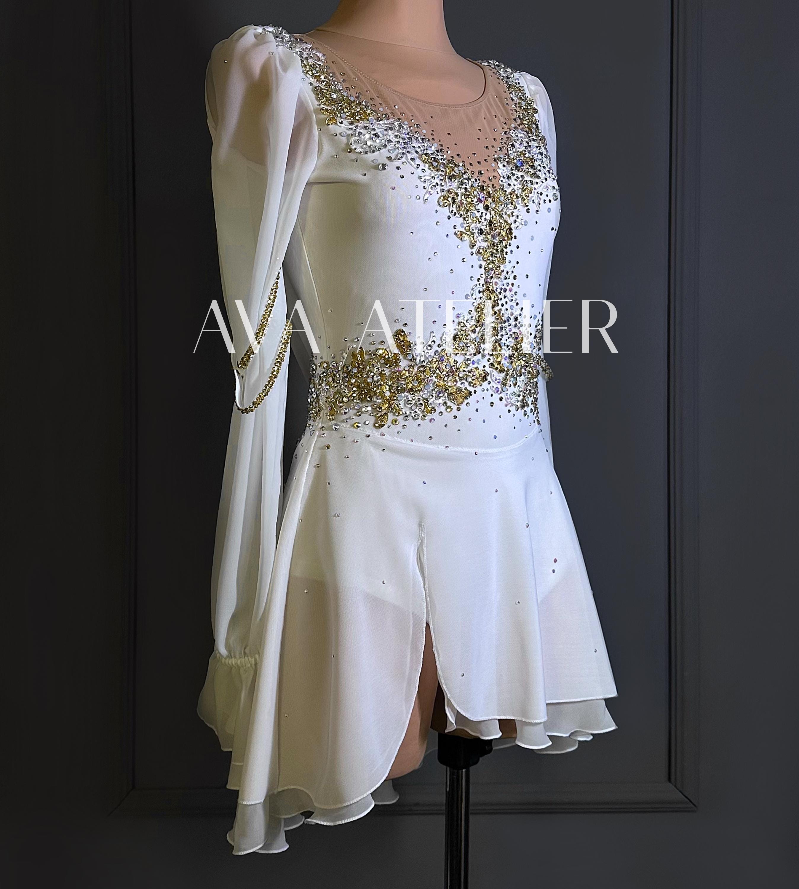 white and gold figure skating dress Amazon.com: JoyCan Girl's White Sleeveless Ice Figure Skating Dress for Competition Performance Elegant Figure Skating Skirt : Clothing, Shoes & Jewelry