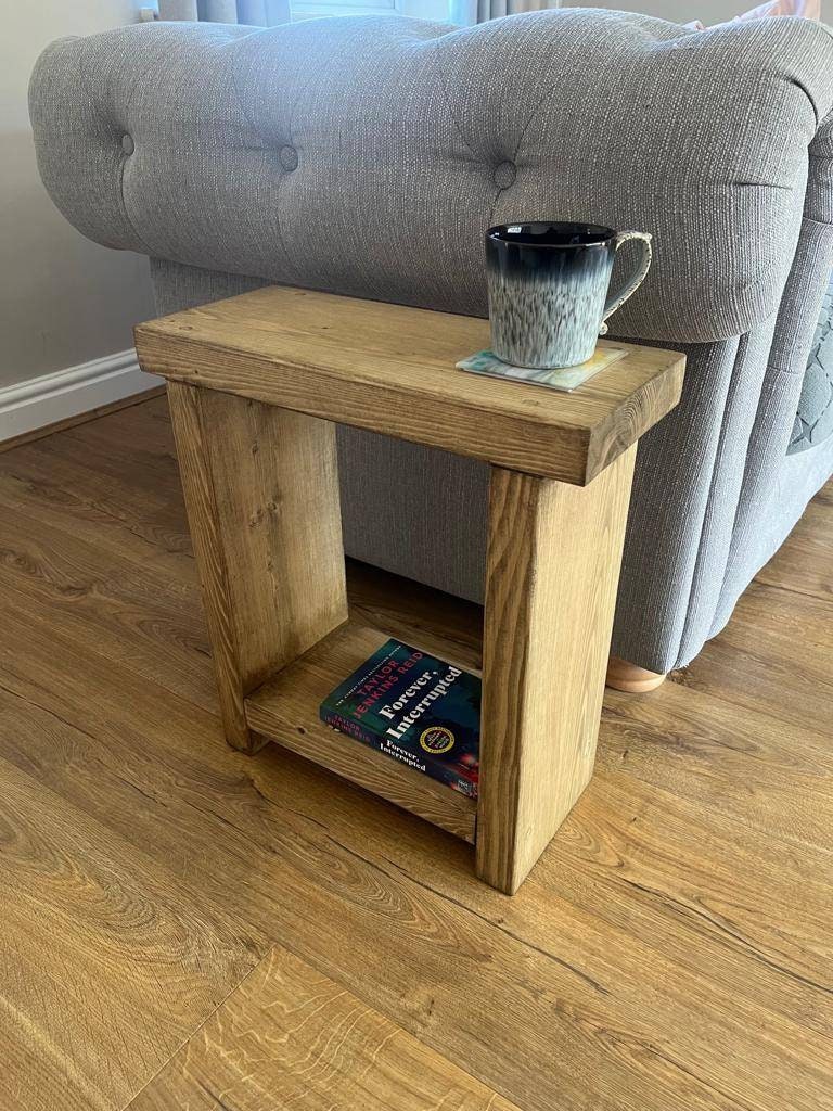 Solid Wooden Side End Table Rustic Oak Finish - Etsy UK
