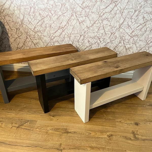 Handcrafted chunky Solid wooden bench seat