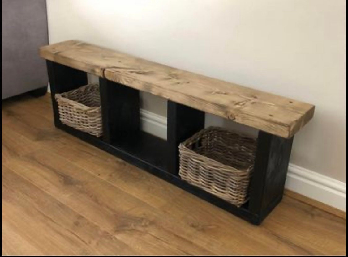 Solid Wooden Bench Seat Storage Unit Etsy UK