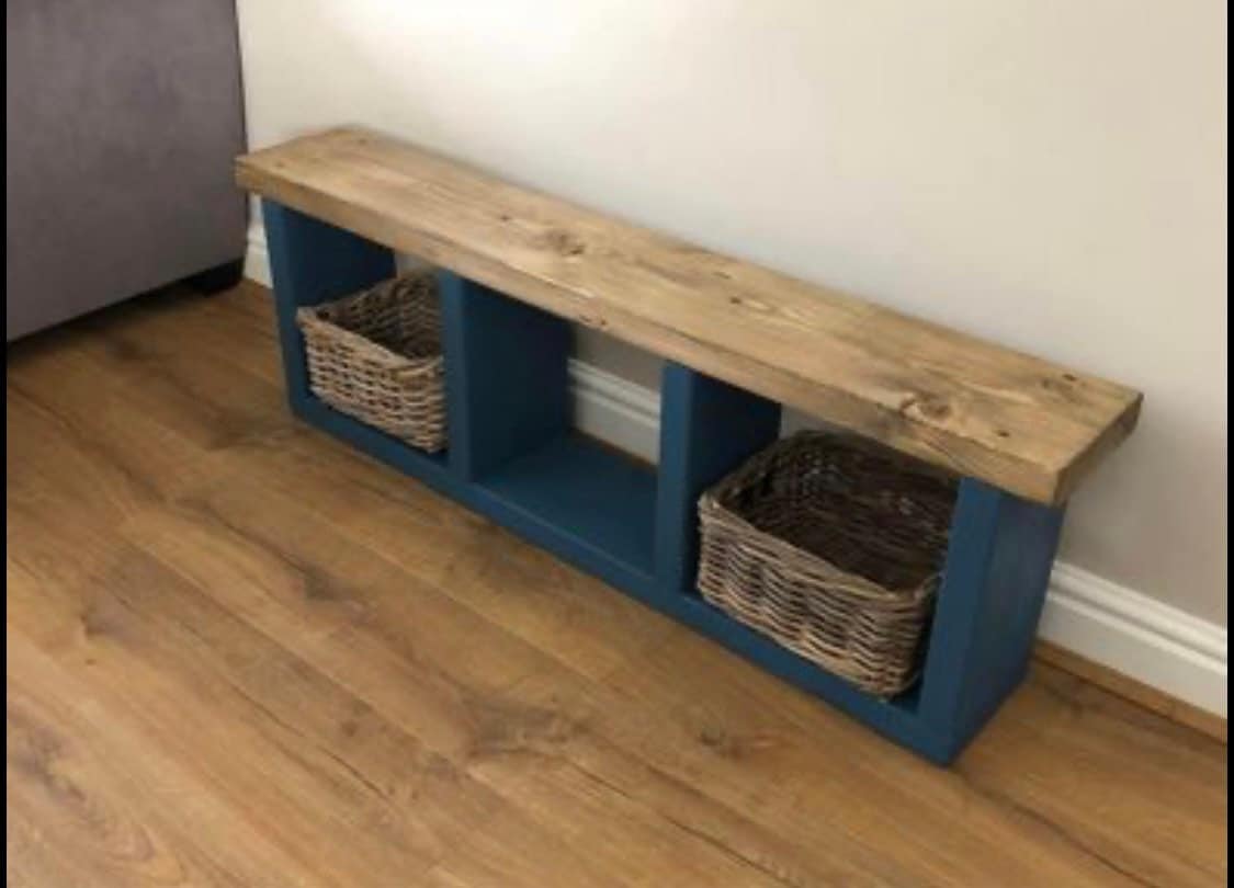 Solid Wooden Bench Seat Storage Unit Etsy UK