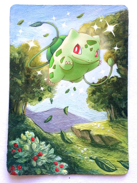 Painted Trading Card PRINT Bulbasaur 