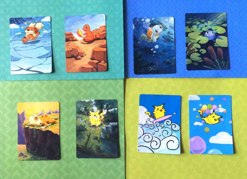Set of 3 Painted Trading Cards PRINTS image 2