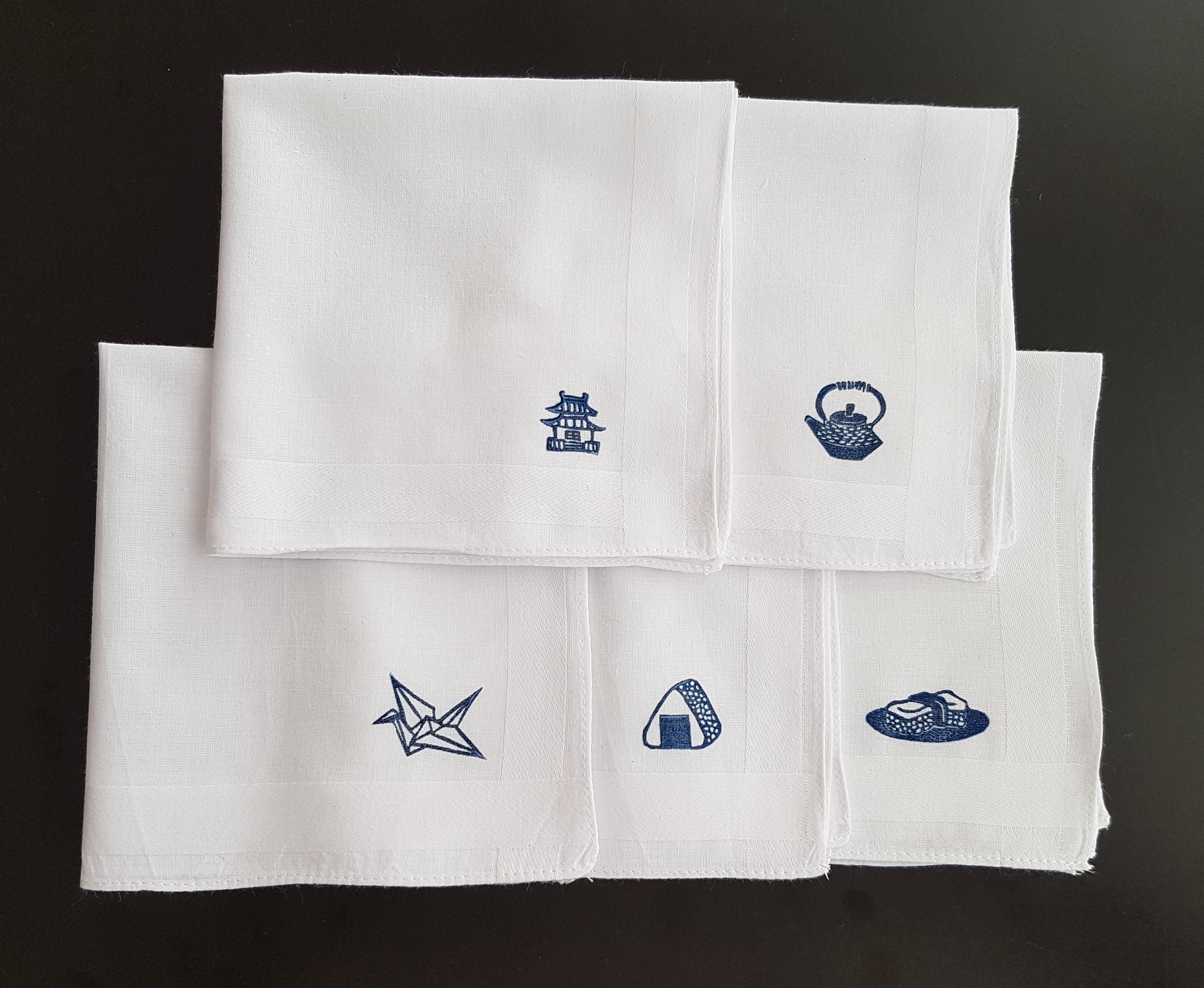 Fabric handkerchiefs for Japan lovers - cotton - reusable, set of 5 o…