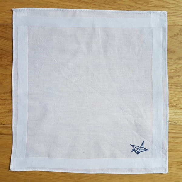 Origami crane - fabric handkerchief made of cotton, washable, sustainable, soft quality